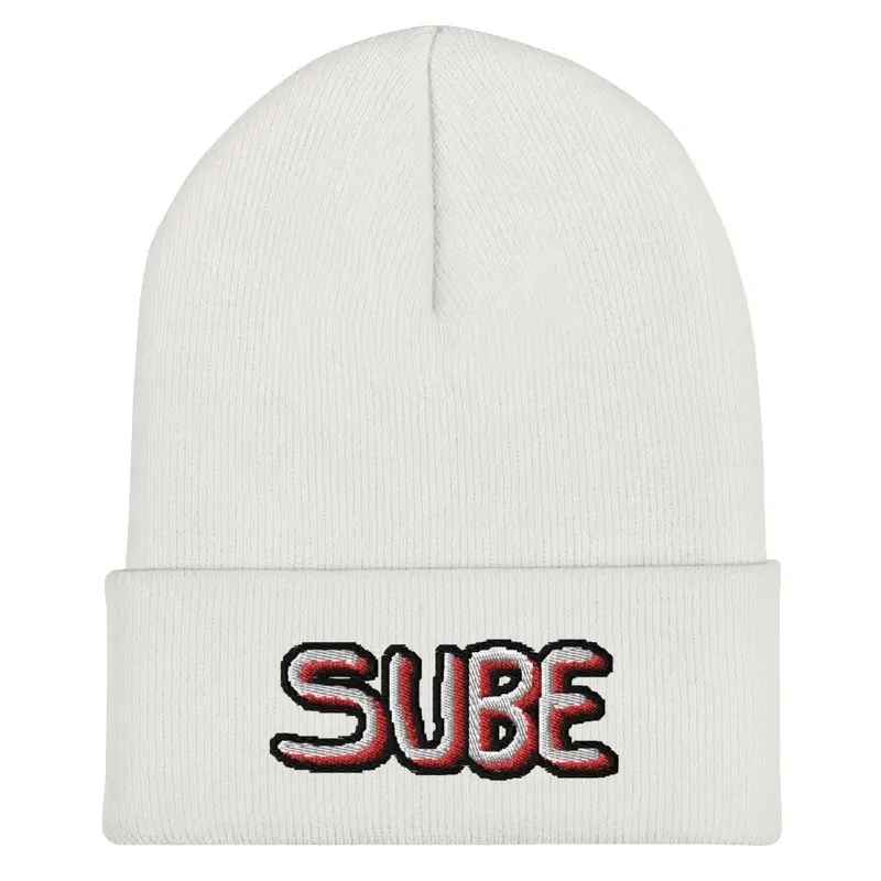 White Embroided SUBE Beanie!